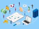 Financial services illustration of managing data