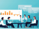 A group of work colleagues sit and stand at a table, discussing the path to AI excellence.