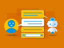 A stack of conversation chat bubbles alternating between a human and chatbot.