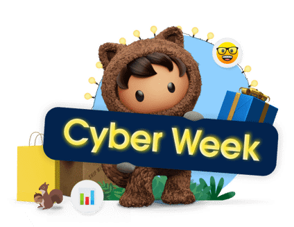 Astro holding a sign taht says: "Cyber week".