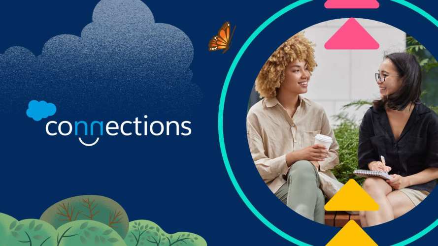 Two attendees of conference talking to each other