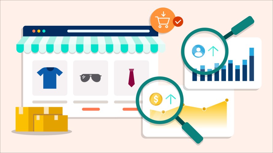 Charts and graphs depicting an optimized ecommerce website showing up in search engines