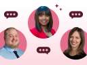 Illustration of three email engagement marketers on a pink background