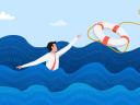 man drowning in a sea of data