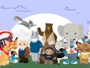 Group of all the Salesforce characters standing on a hill