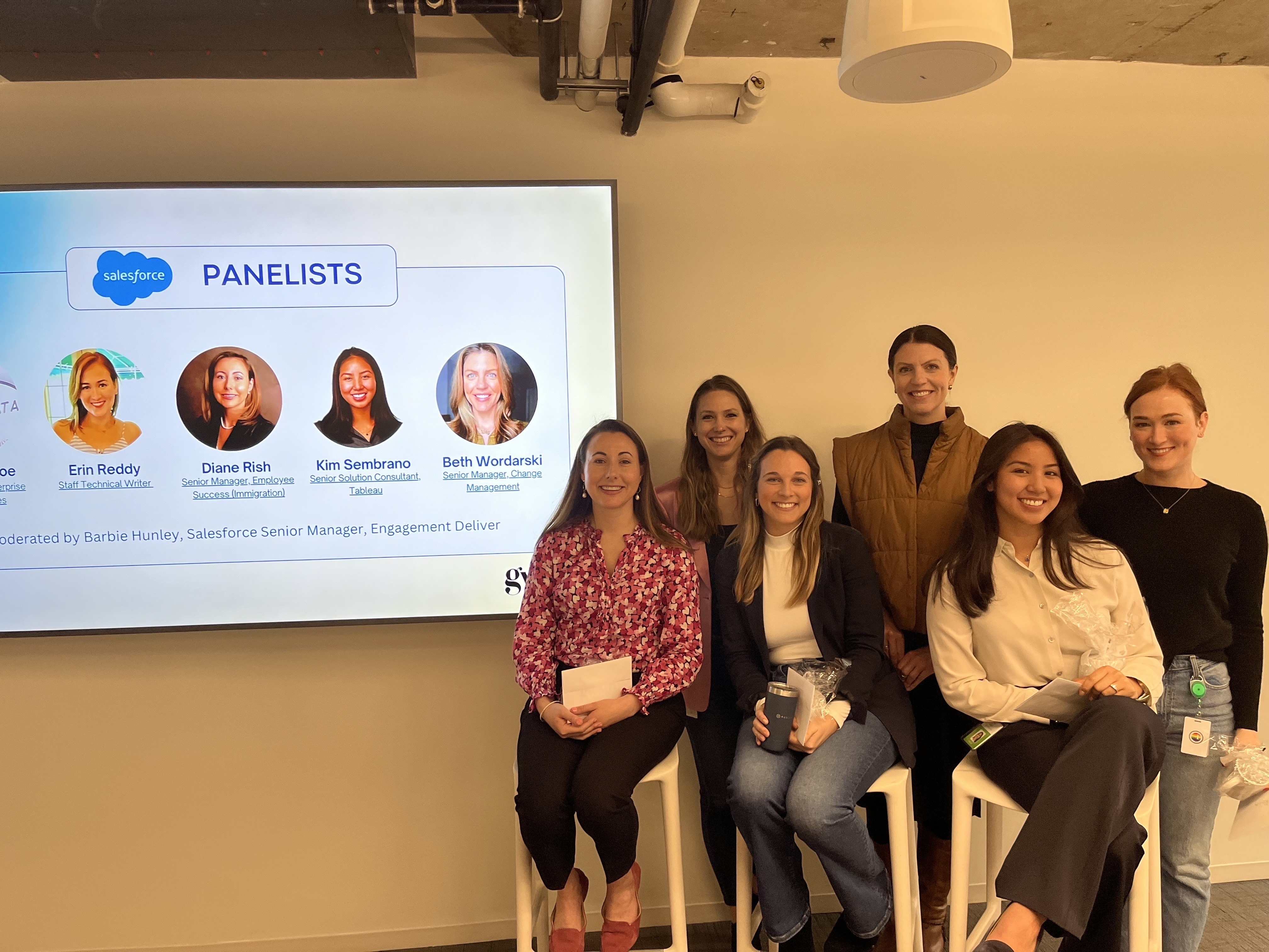 Kim with fellow Washington D.C.-based Salesforce employees serving on a Q&A panel for George Washington University’s Women In Business program.