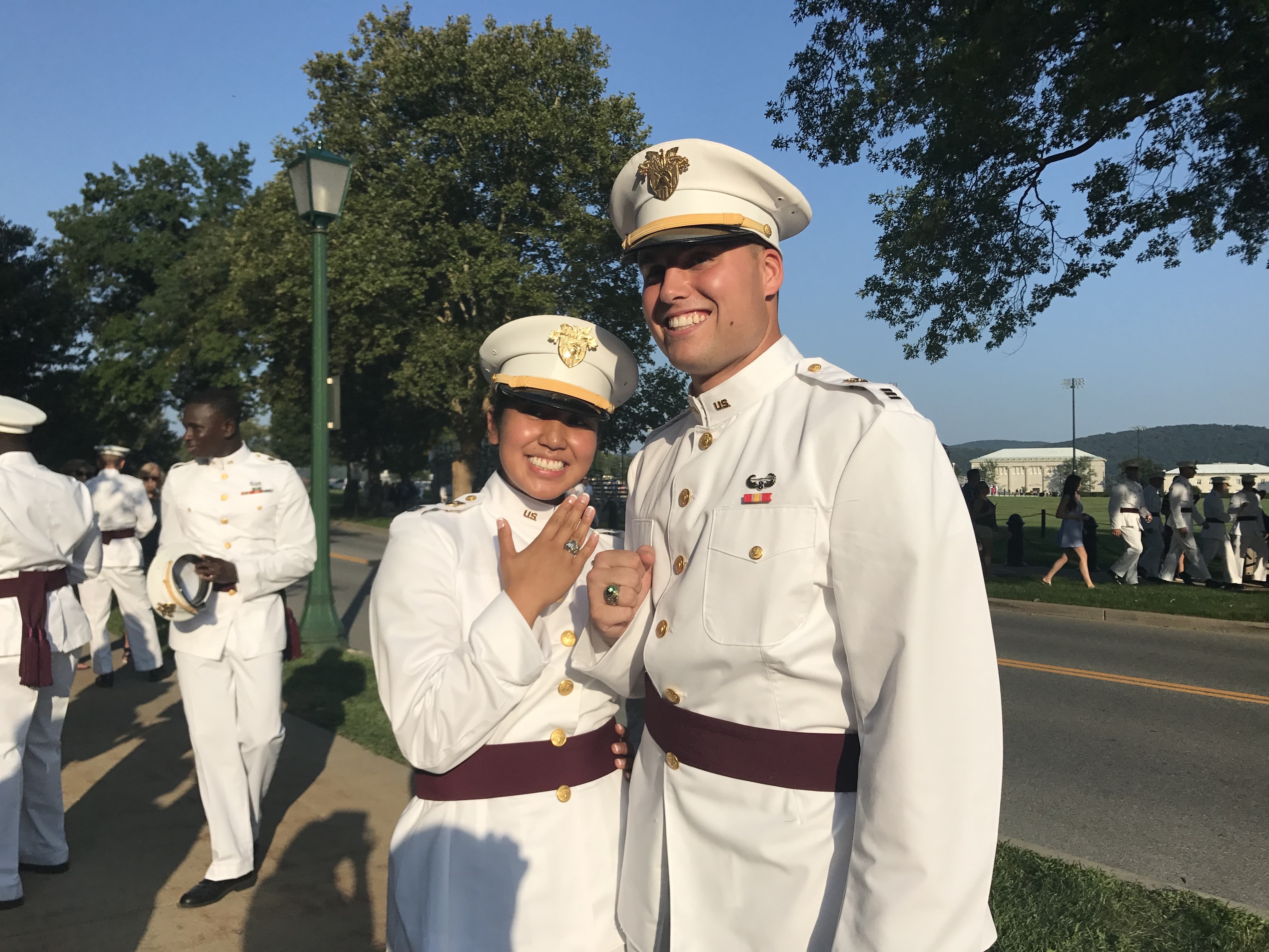 Kim and her husband Matt at their ring ceremony at West Point, NY.