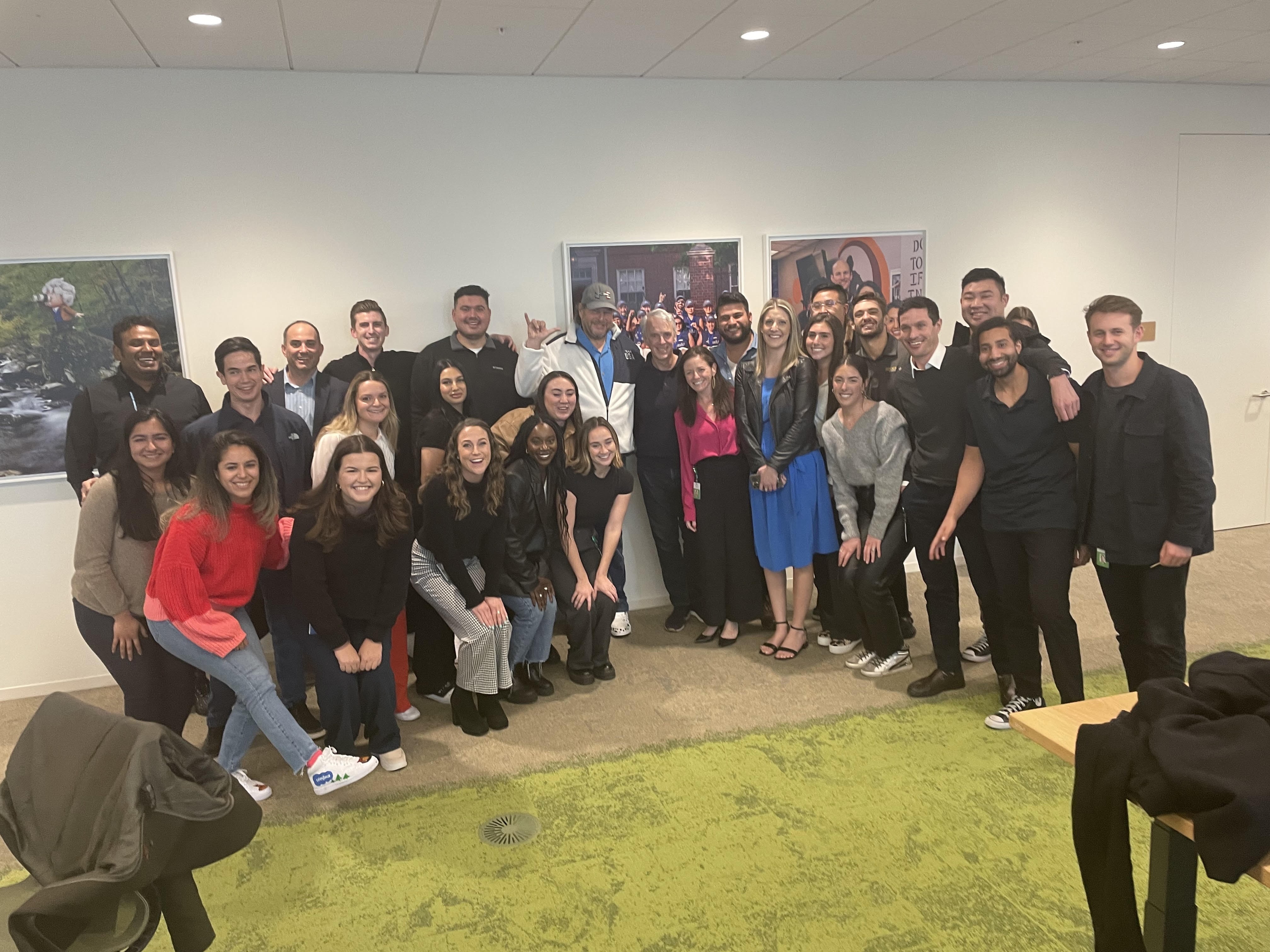 Rachel and her Business Development Representative team, together with Salesforce co-founders, Marc and Parker.