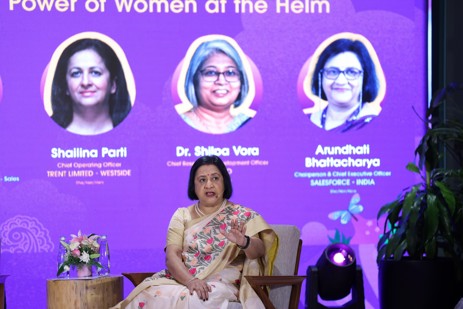 Arundhatti Bhattacharya, CEO of Salesforce India, speaking at Trailblazing Women Hyderabad 2024