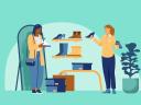 A saleswoman shows shoes to a customer in the store. With her retail holiday prep, she can help the customer through the entire buying journey.