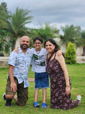 Bharti with her husband and son.