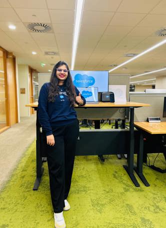 Laysa smiling while in the office