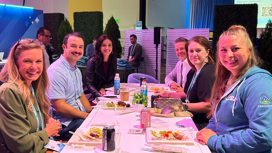 Salesblazers gathered at an event