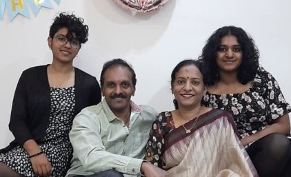 Saroja with her family.