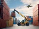 Rows of shipping containers meant to depict the scale of manufacturing businesses