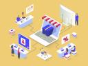 Illustration showcasing a small business optimizing their online store.