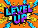 Illustration of crm LEVEL UP comic book pow with stars and lightning bolts