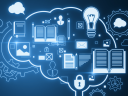 Glowing line art of a brain outline with book and lightbulb icons floating in the foreground.