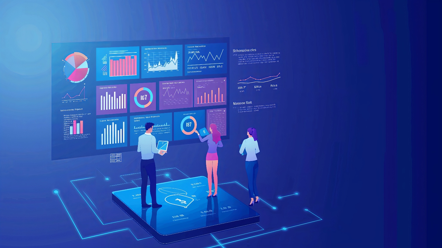 A small business team using digital tools to plan innovative business models.