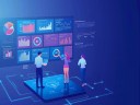 A small business team using digital tools to plan innovative business models.