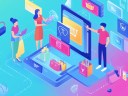 Illustration of a hyper-personalized experience for customers in a floating digital icon and phone around two people.