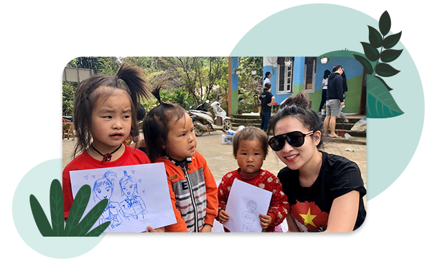 Eunbee poses with three young children