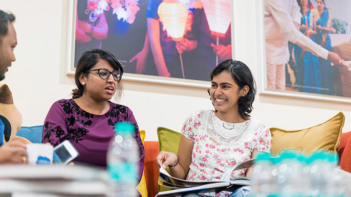 Yukti with her colleagues at the Hyderabad office