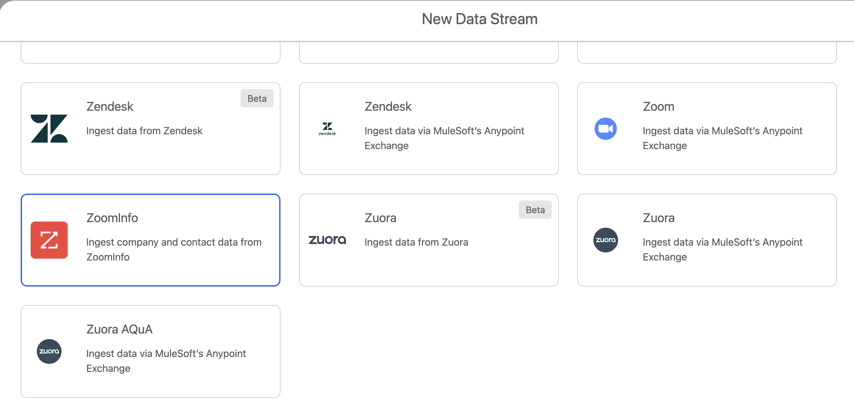 Define Data Stream based on B2B connectors to ingest third party account data into Data Cloud