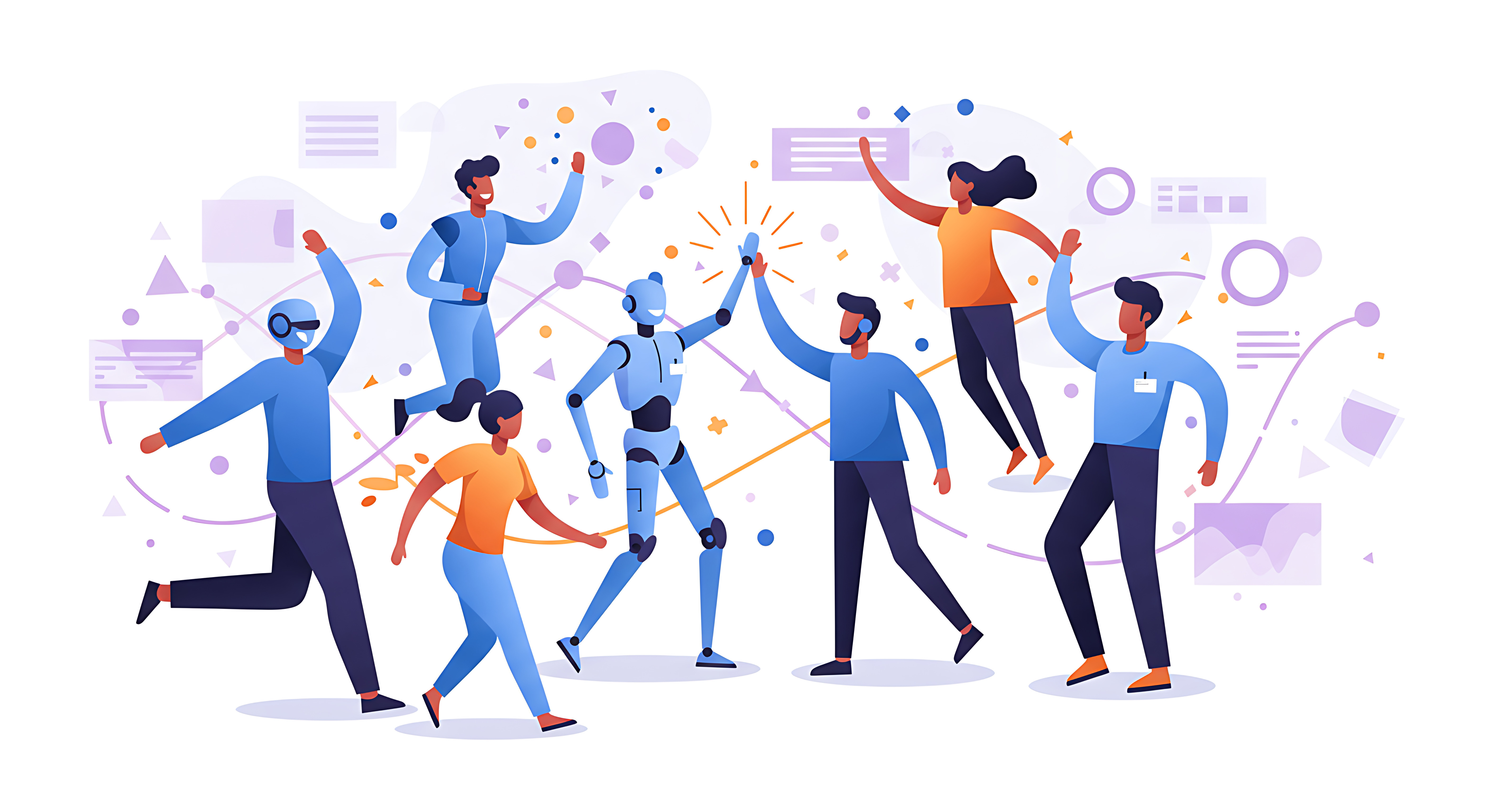 Illustration of people beginning their career with AI