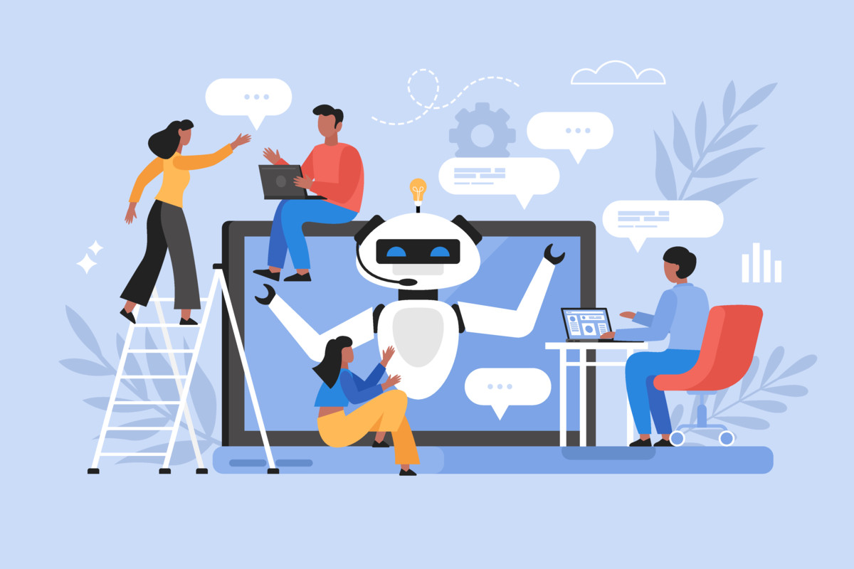Illustration of people beginning their career with AI 