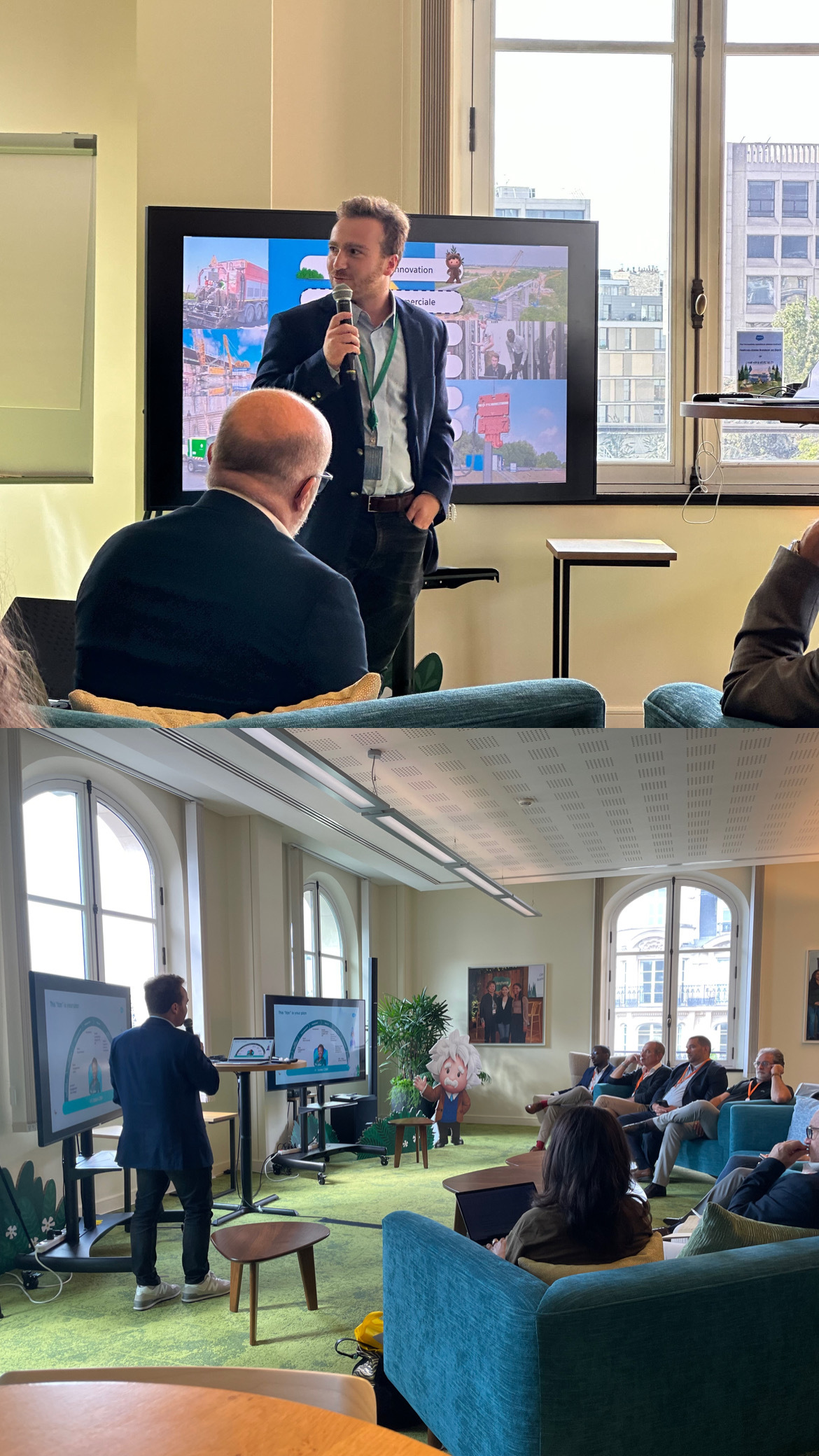Salesforce Account Executive Victor Kisielevoska presents to a room at the Salesforce office.