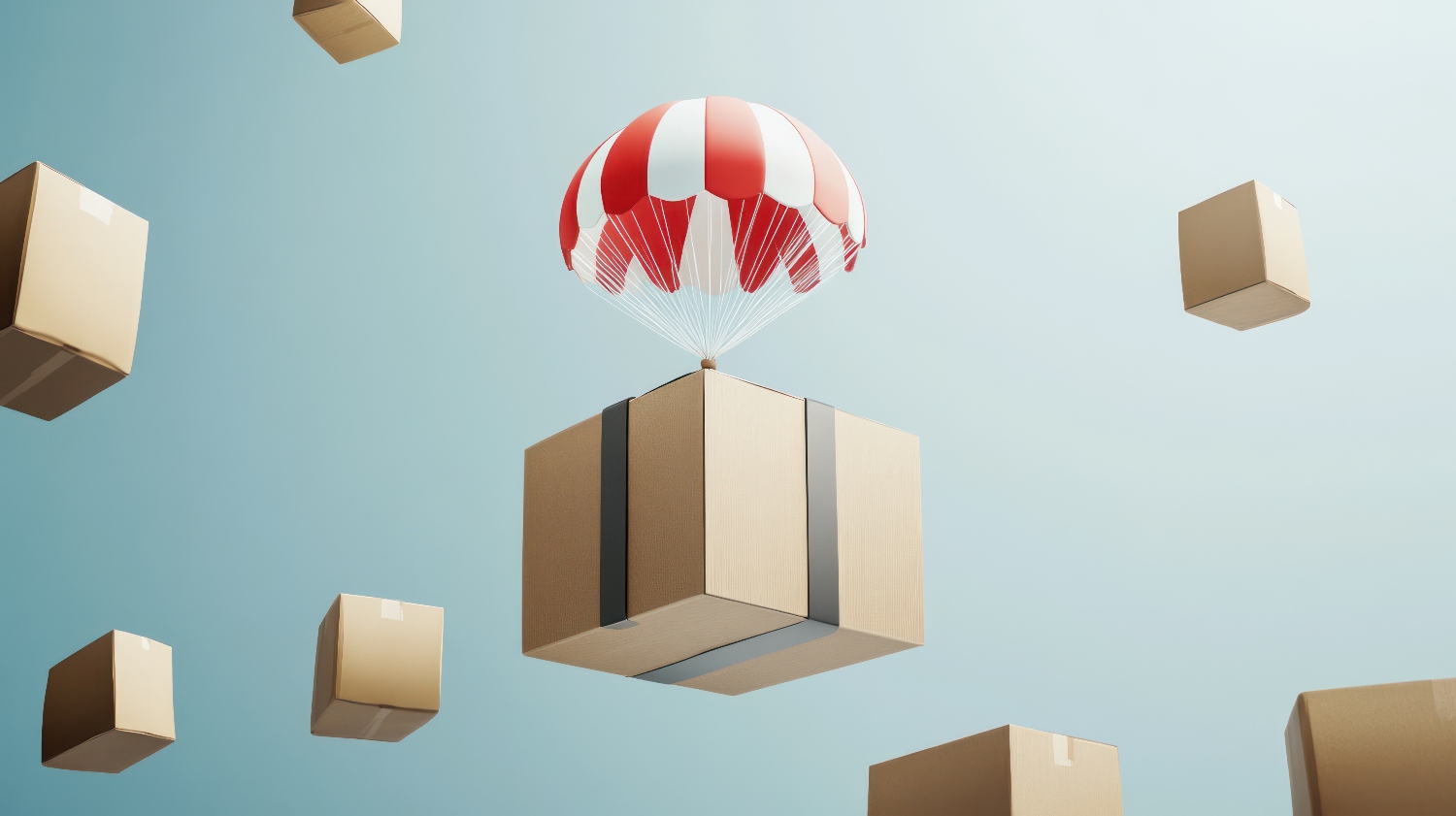 Illustration showcasing a small business owner using dropshipping with a computer and a shopping cart generated by AI.