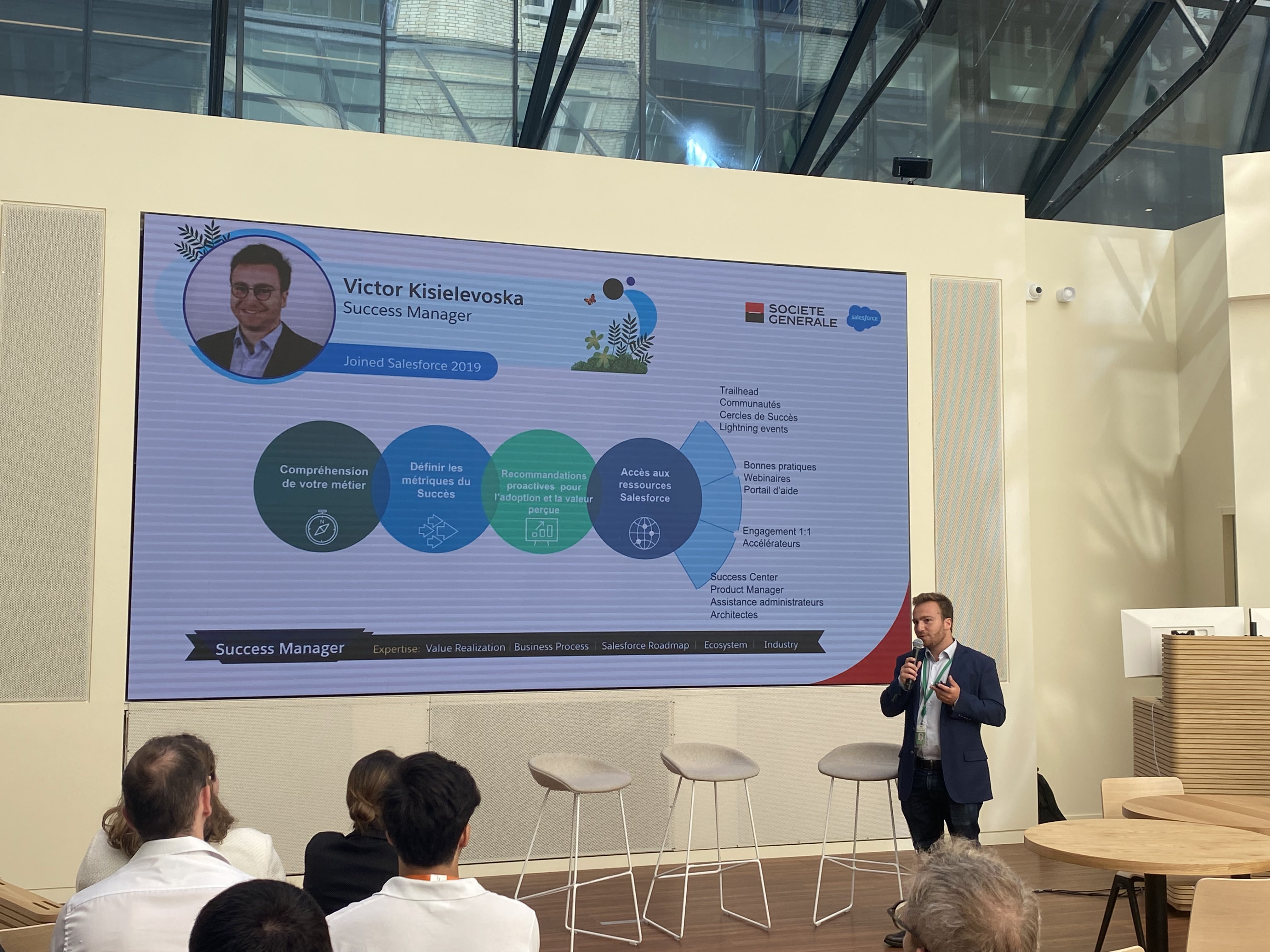 Salesforce Account Executive Victor Kisielevoska presenting.