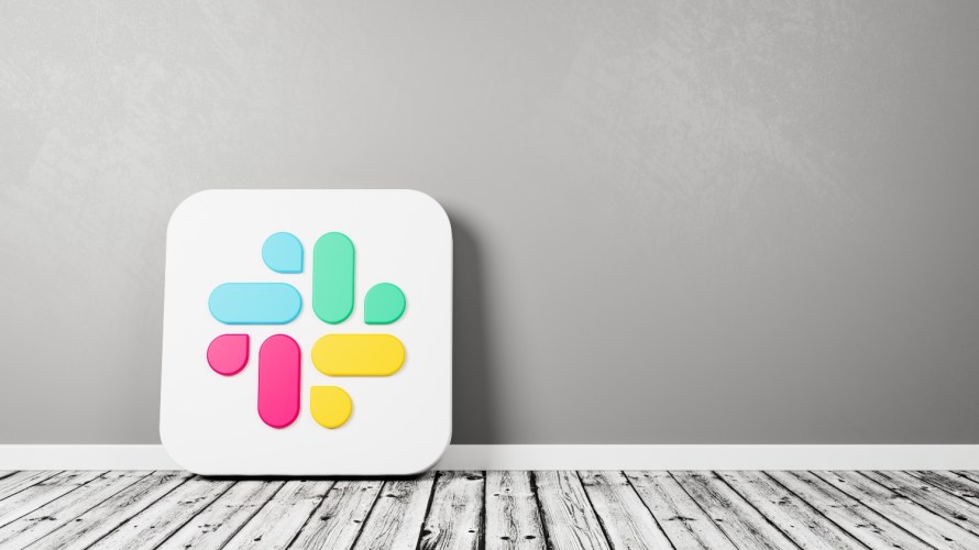 Slack Icon on a wood floor