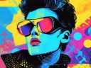 Illustration showing vibe marketing through bold colored lines and a silhouette of a man wearing large sunglasses.