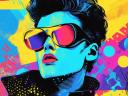 Illustration showing vibe marketing through bold colored lines and a silhouette of a man wearing large sunglasses.