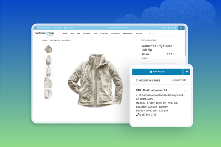 A shopper uses an ecommerce site to reserve an item at a nearby store
