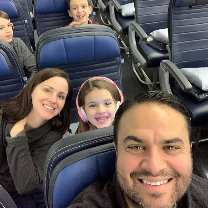 Omar traveling with his family.