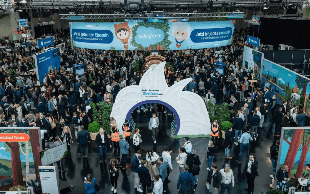 Alt Text: Group of people attending the Agentforce World Tour in Amsterdam.