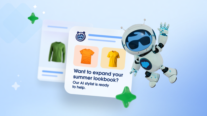 Image of an AI shopping agent assisting a customer with product recommendations