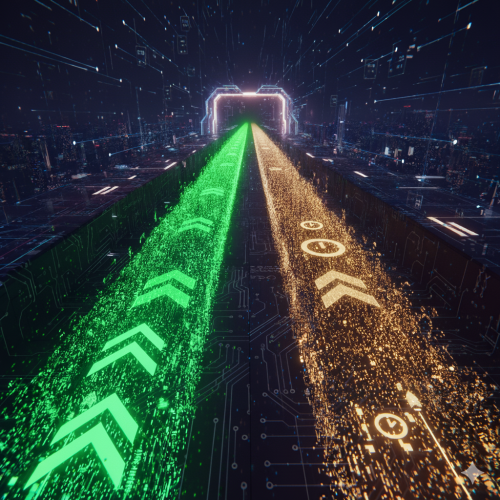 Gemini-generated image representing Agentforce's failover design, in which the fastest LLM wins the race to respond if there's an issue with the primary AI model provider.