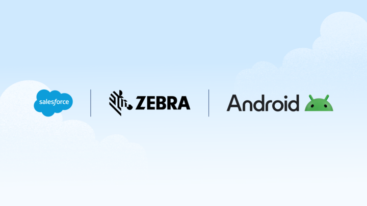 Salesforce, Zebra Technologies, and Google Android logos representing their new partnership