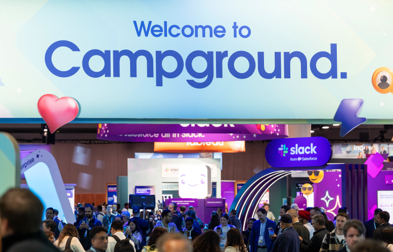 A welcome sign at the Dreamforce campus.