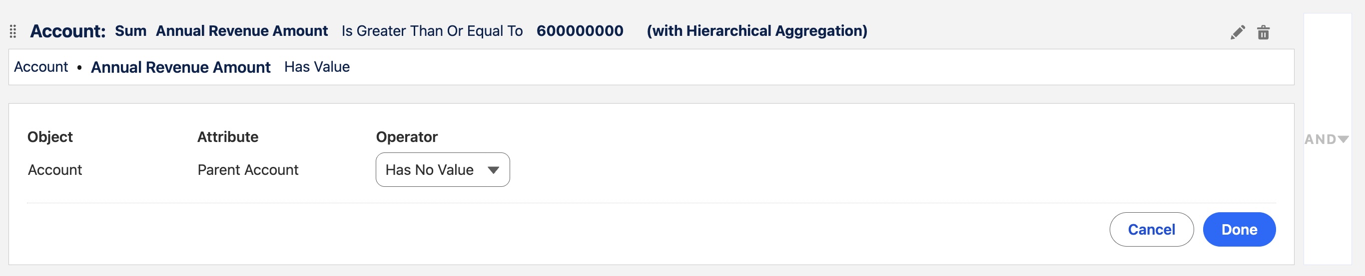 Filter criteria to fetch top level parent account only