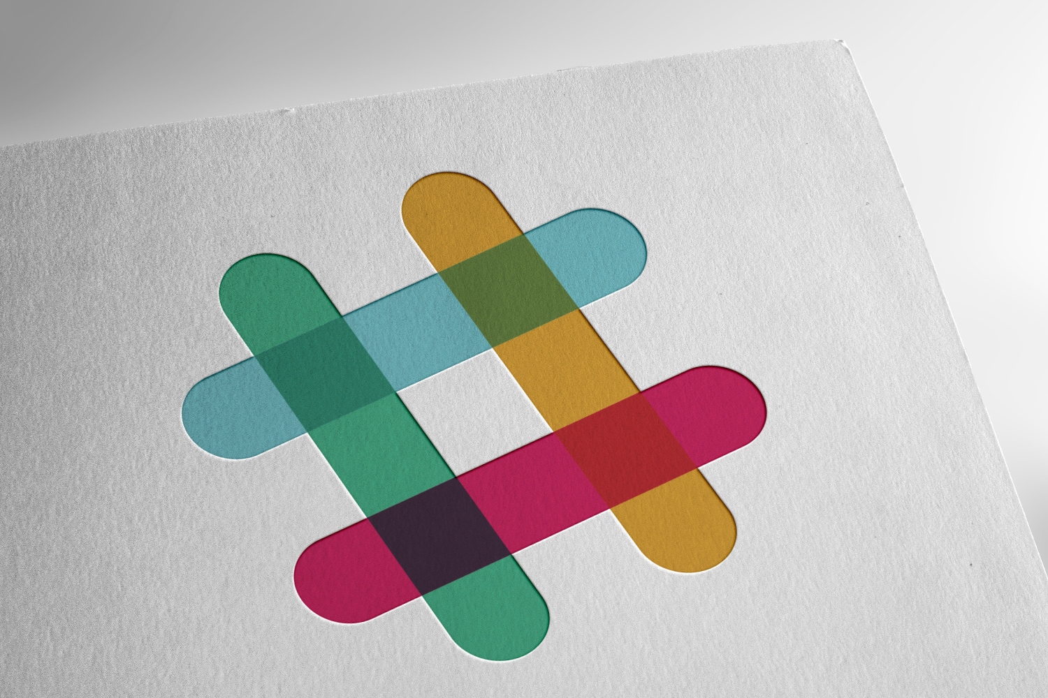 A textured version of Slack’s logo on paper.