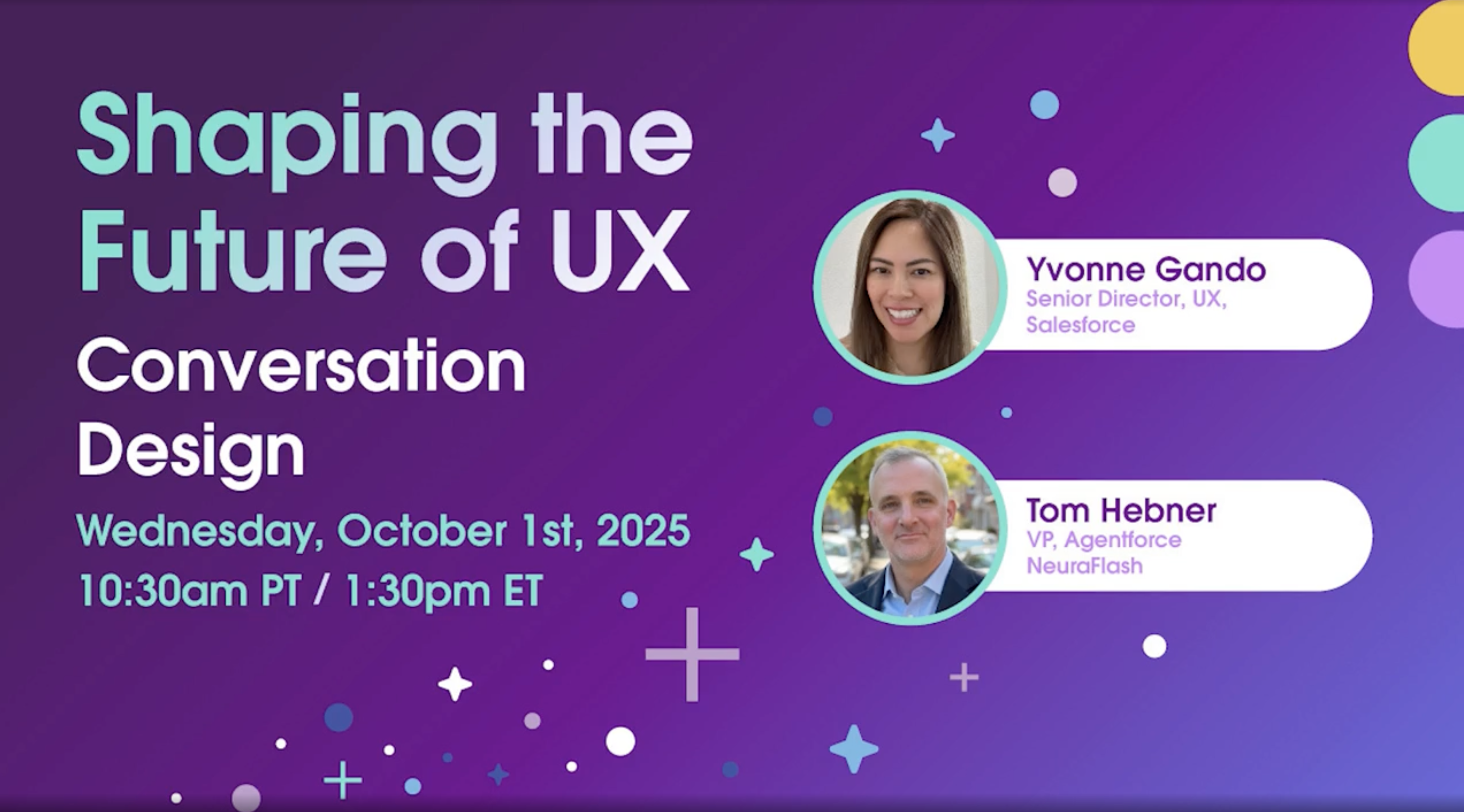 Screenshot of title of video with pictures of two speakers.