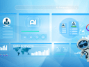 Illustration of Agentforce in Salesforce Suite, showcasing Astro flying around AI CRM on a purple background.
