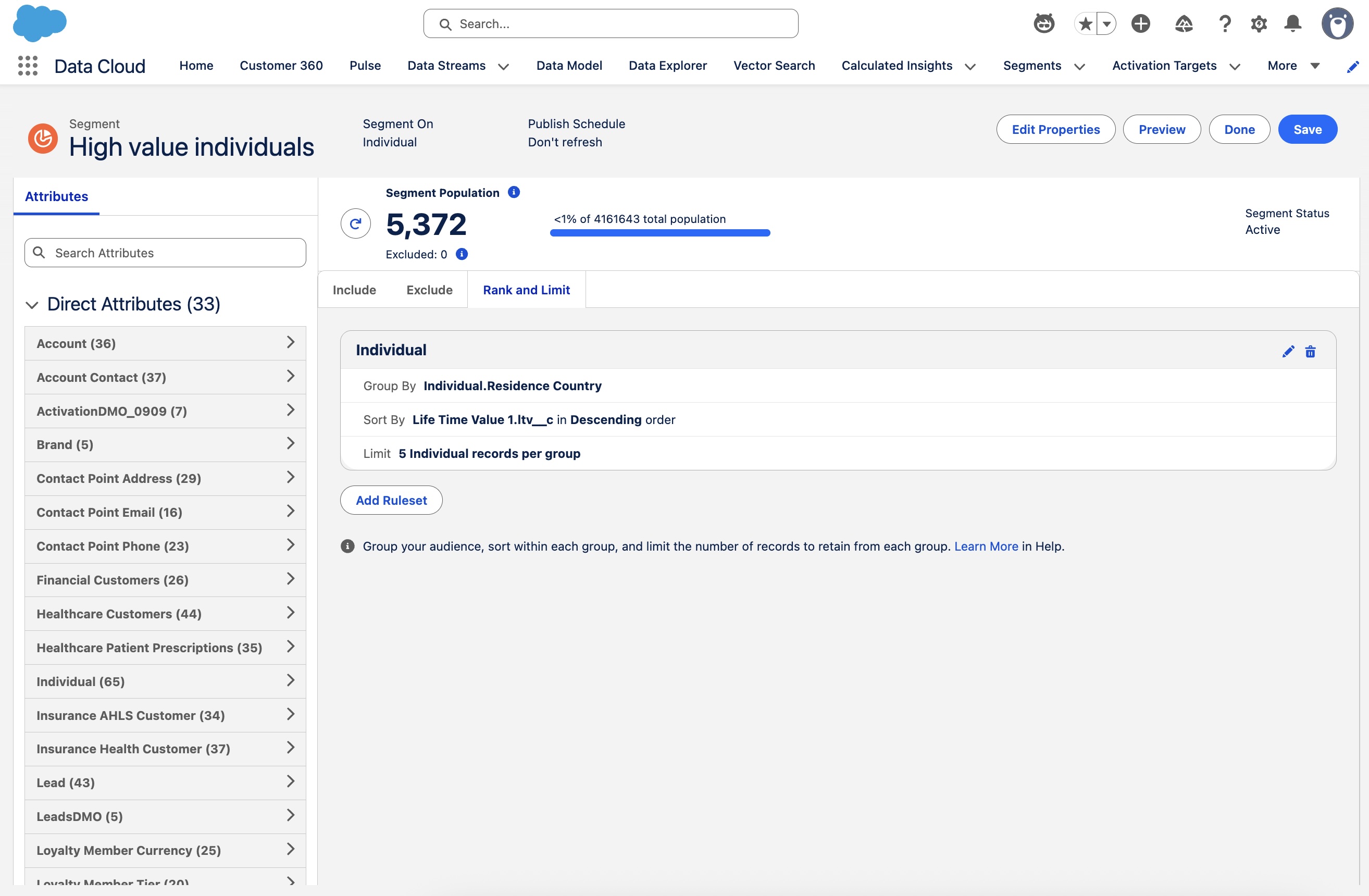 Salesforce Data 360 Segmentation - GRL Ruleset