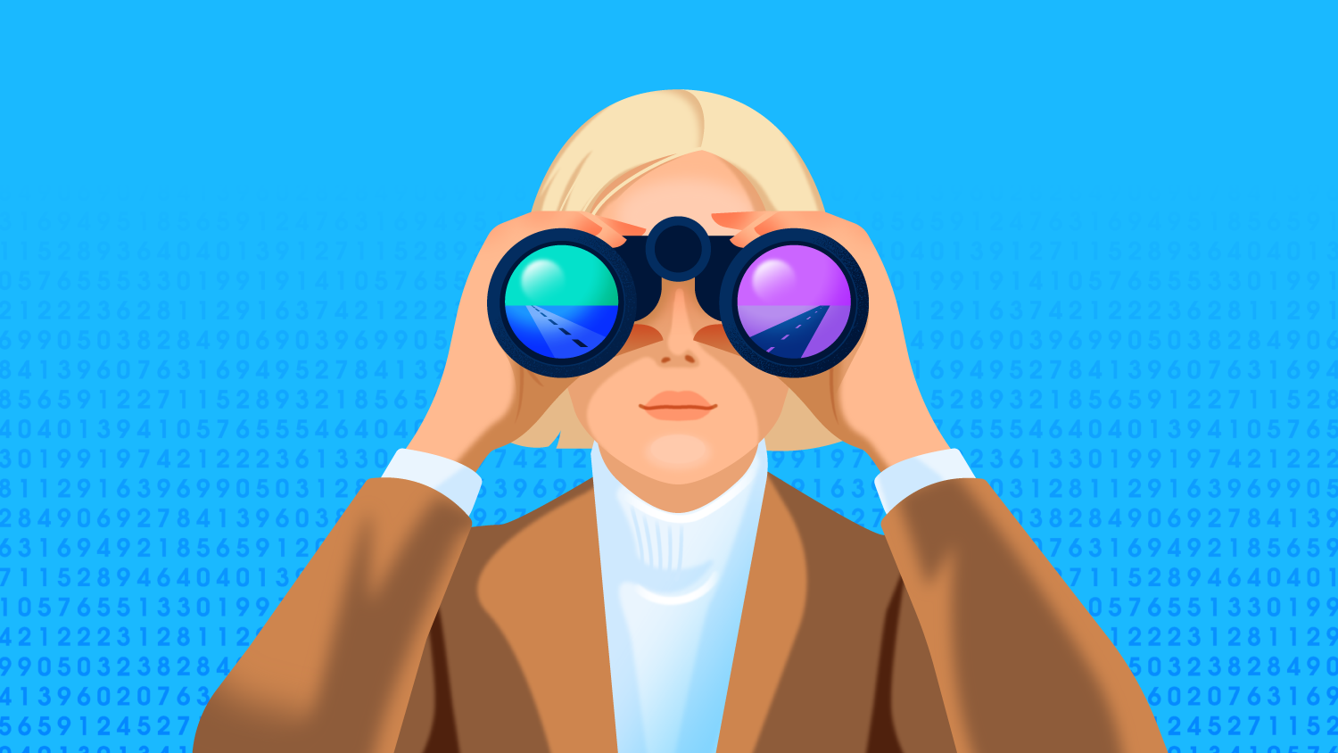 woman looking through binoculars