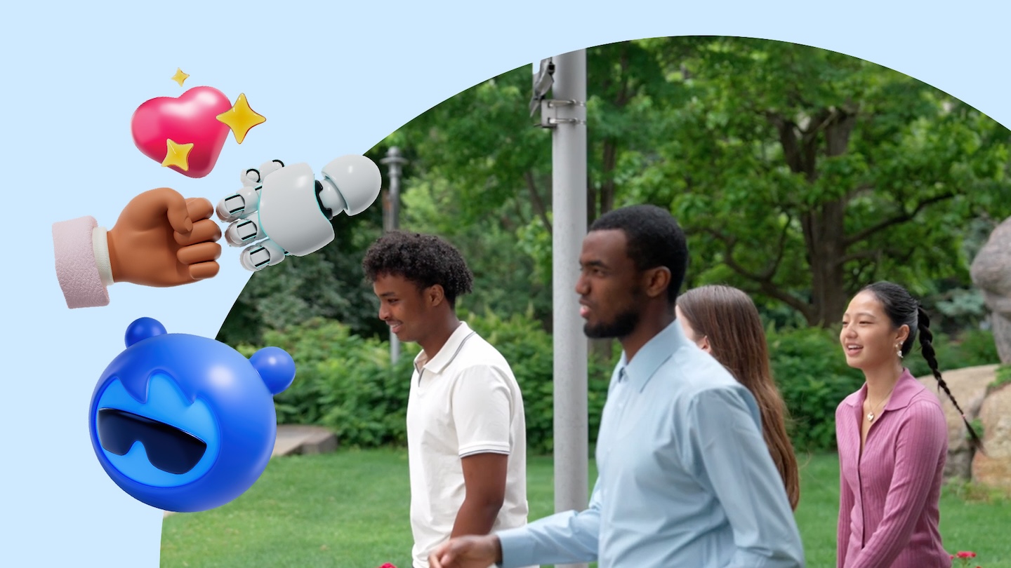 Students walking in a group.